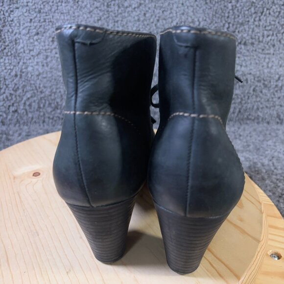 Clarks Boots Bergen Womens Size 11 Leather Black Lace Up Block Heel Ankle Bootie - Picture 4 of 10